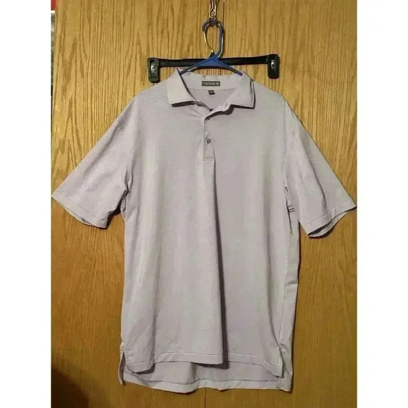 Peter Millar Shirt Mens L Lavender Strpied Summer Comfort Polo Performance Golf‎ - Picture 1 of 8